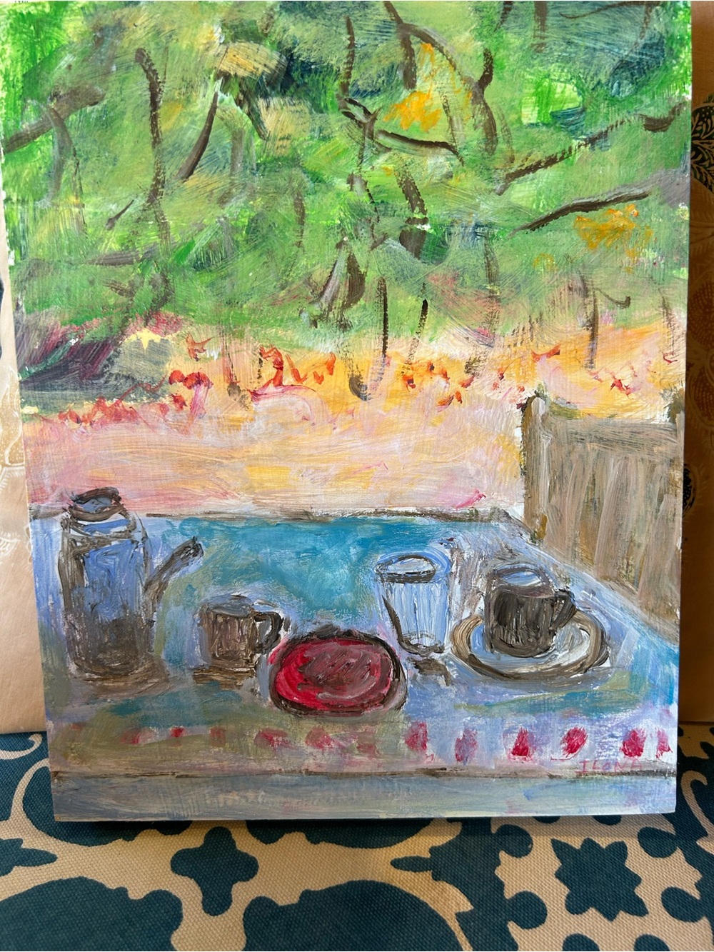 Provence Morning Coffee 8x10 Still Life painted on wood.